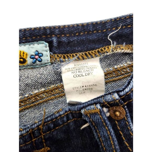 MUDD Flare Y2K Jeans women's size 7 (29x32) Low-Rise dark wash Zip button denim - Picture 3 of 10